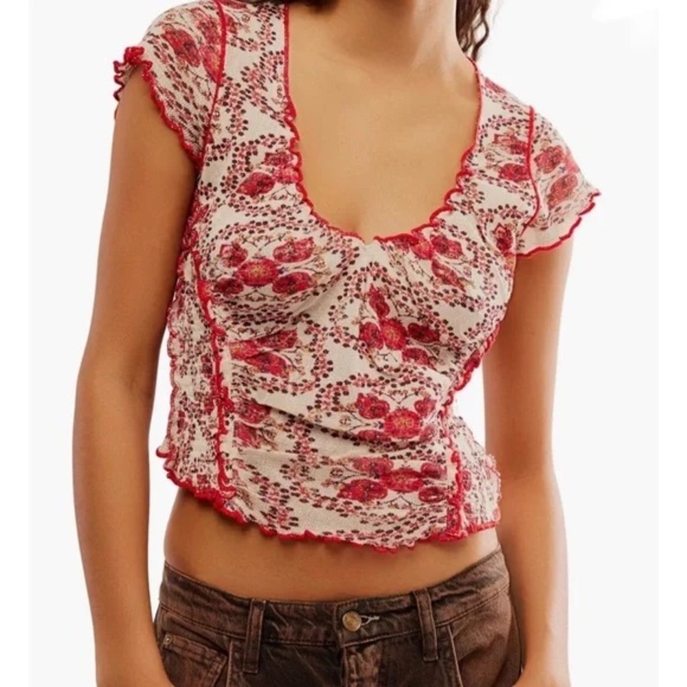Free People Oh My Baby Crop Mesh Top